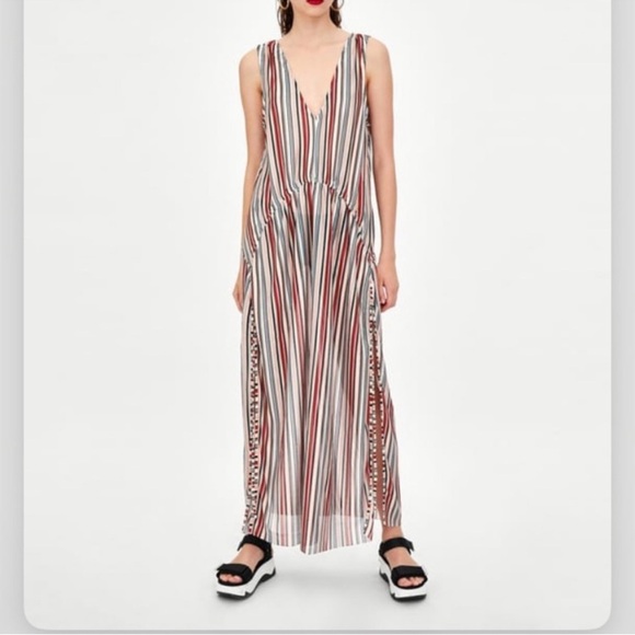 Zara Striped Maxi Coverup Dress - Picture 1 of 7